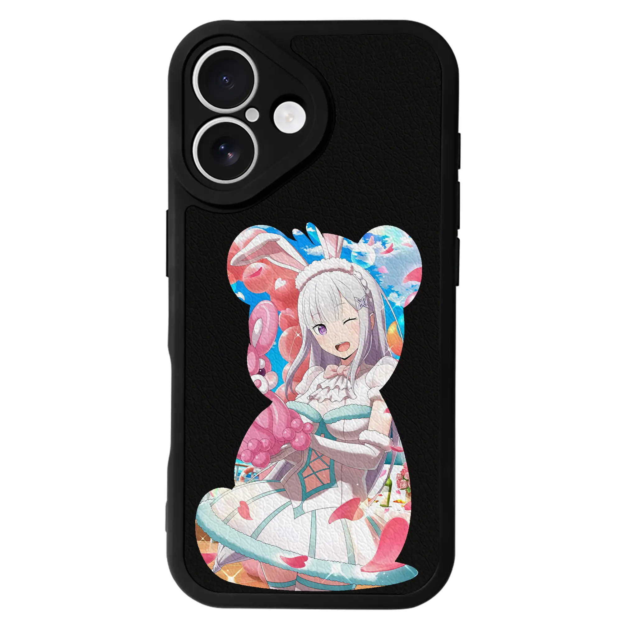 リゼロ グッズ エミリア - IPhone 16シリーズ対応 ・ シリコンスマホケース ・ レザー調 ・ 高精度フィット ・ 耐衝撃 ・ ワイヤレス充電対応 ・ 精密カット